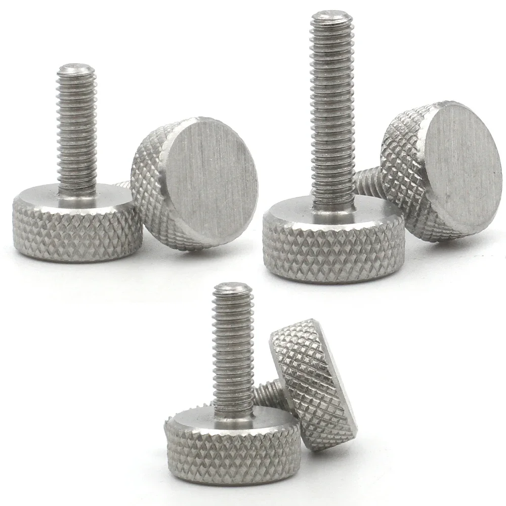 1/2/5pcs M2 M2.5 M3 M4 M5 M6 M8 M10 304 Stainless Steel Knurl Flat Head Hand Tighten Curtain Wall Glass Thumb Screw Bolt DIN653