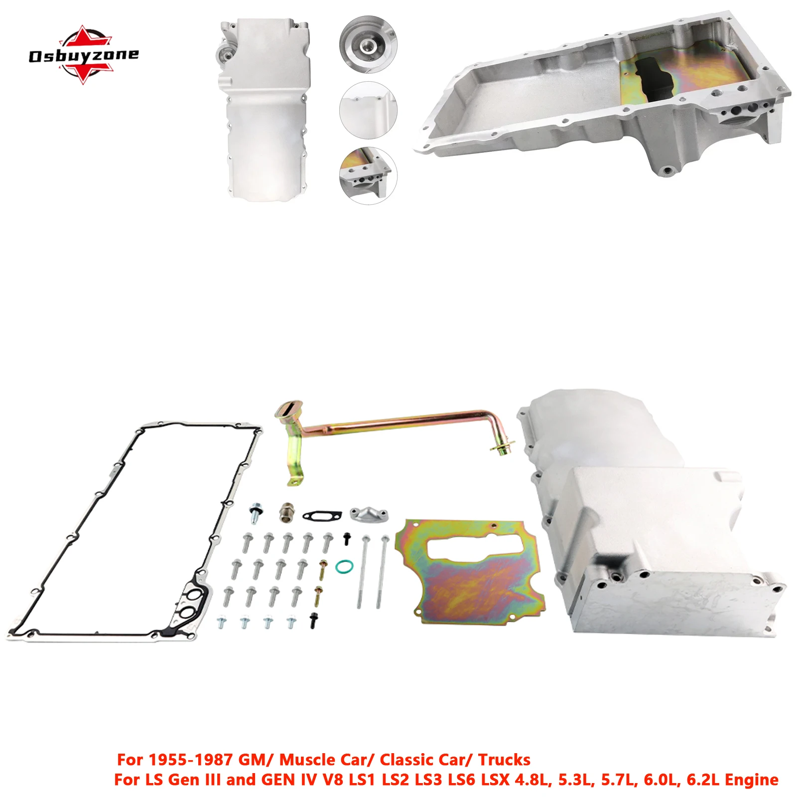 LS Swap Retrofit Low Profile Oil Pan Kit Conversions for 55-87 GM LS Gen III IV V8 LS1 LS2 LS3 LS6 LSX 4.8L 5.3L 5.7L 6.0L 6.2L