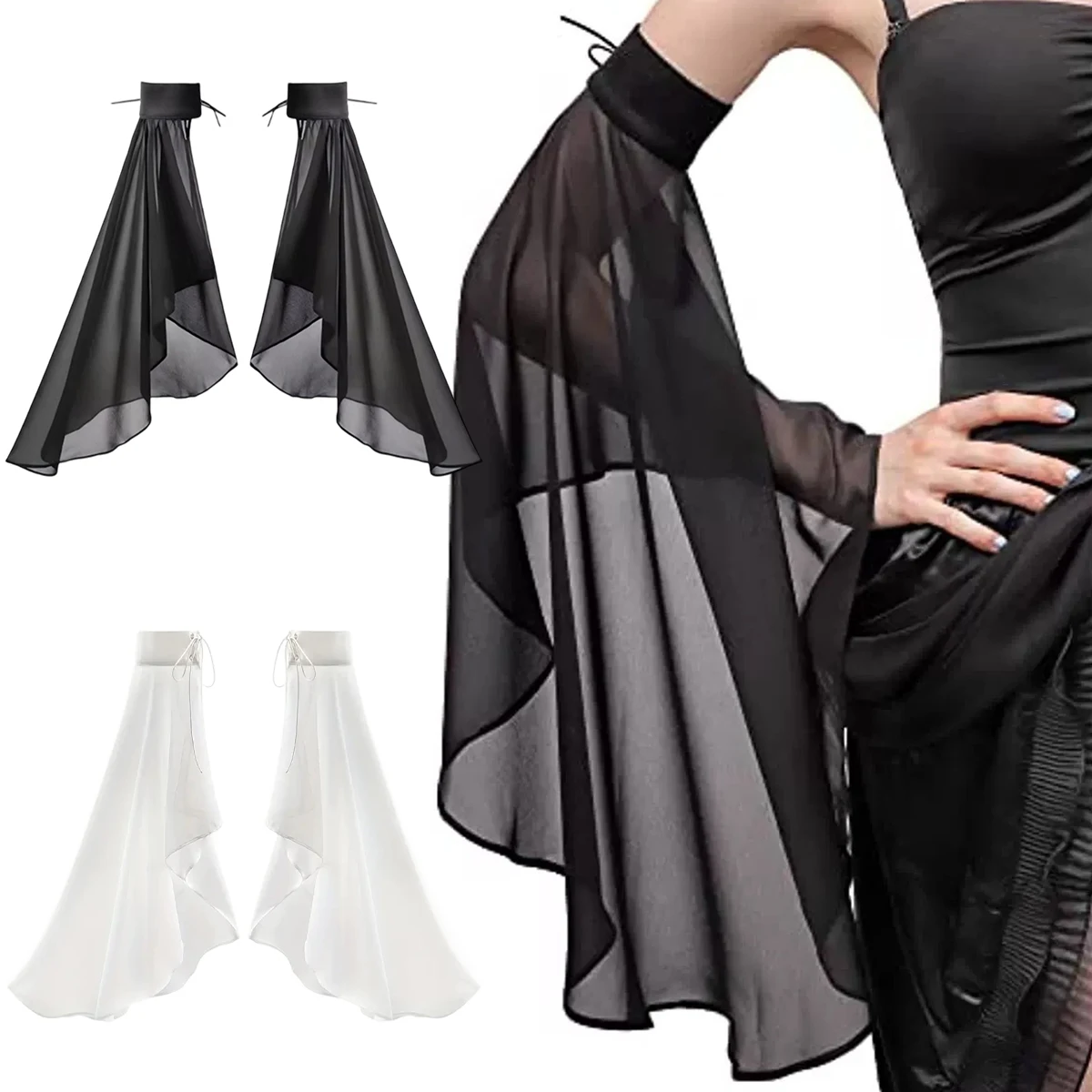 Mangas para mujer, mangas de protección solar europeas y americanas, elásticas, transpirables, desmontables, trompeta, desfile de moda, novias, mangas de verano