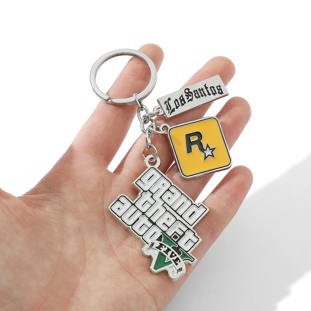 Muti-Pendant Key Holder PS4 Xbox PC Keyfob Game GTA V Grand Theft Auto 5 Keychain For Fans Key Chains Key Ring llaveros