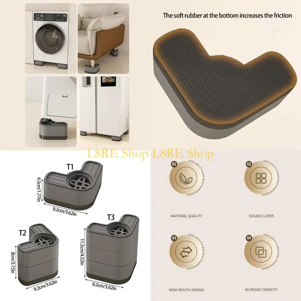L8RE 4PCS Plastic Noise Dampening Pads for Washer Dryer and Refrigerator