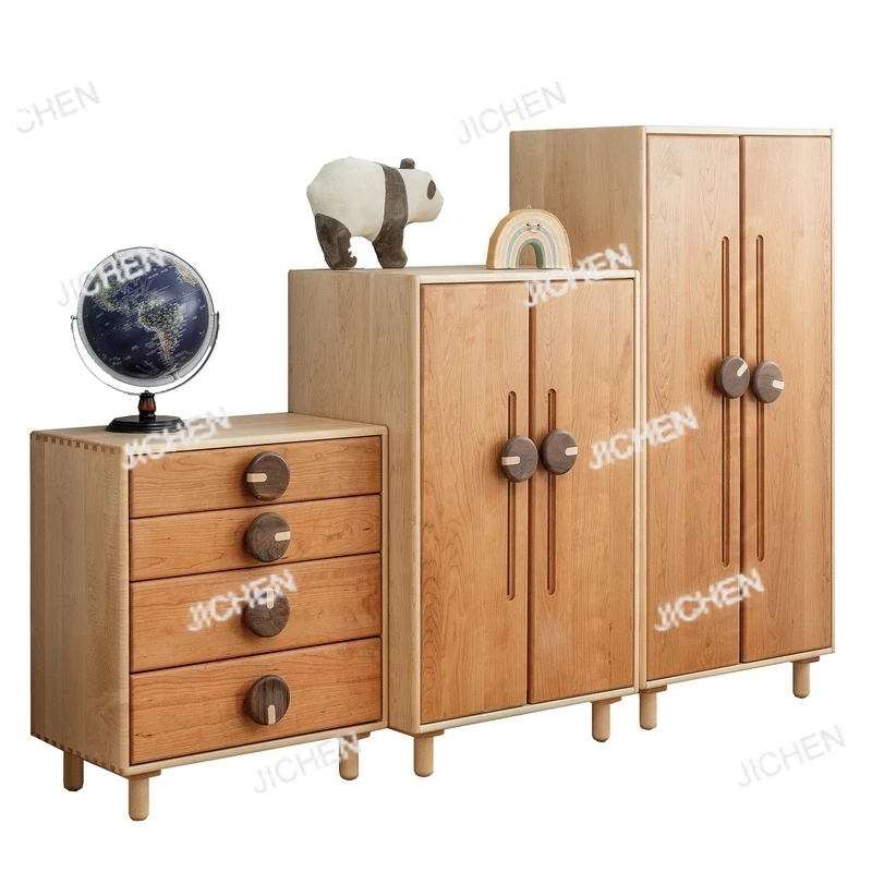 

JC 7 Вт кленовый детский шкаф из массива дерева для мальчиков и девочек, комбинированный шкаф для хранения в спальне, ящик для хранения