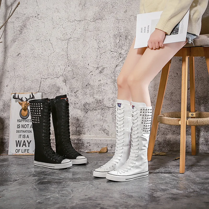 

Новые женские кеды на плоской подошве с длинным рукавом, на молнии, с заклепками, на мягкой подошве, увеличивающие рост, большие размеры, весна-осень