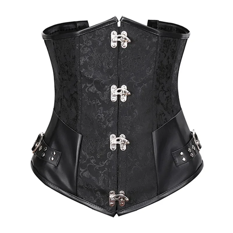 Waist Trainer Gothic Underbust Corset Zipper Waist Cincher Steampunk Bustiers Top Workout Shape Body Sexy Lingerie Slimming Belt