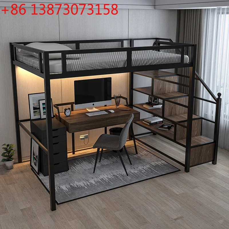 

Wrought iron double bed small apartment multi-functional pavilion bed