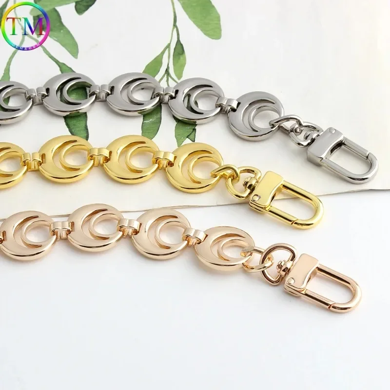 K Gold Moon Shape Aluminum Bag Chain Replacement Parts Accessories For Hand-Woven Shoulder Handbag DIY Handmade Detachable Strap