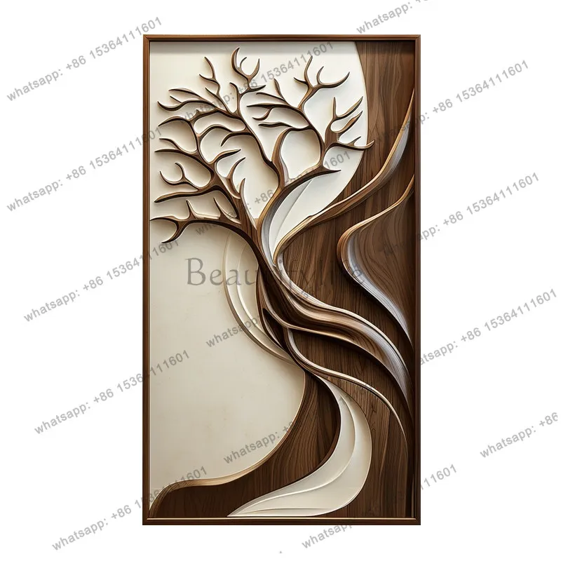 Modern light luxury living room decorative painting abstract art wood carving three-dimensional physical painting