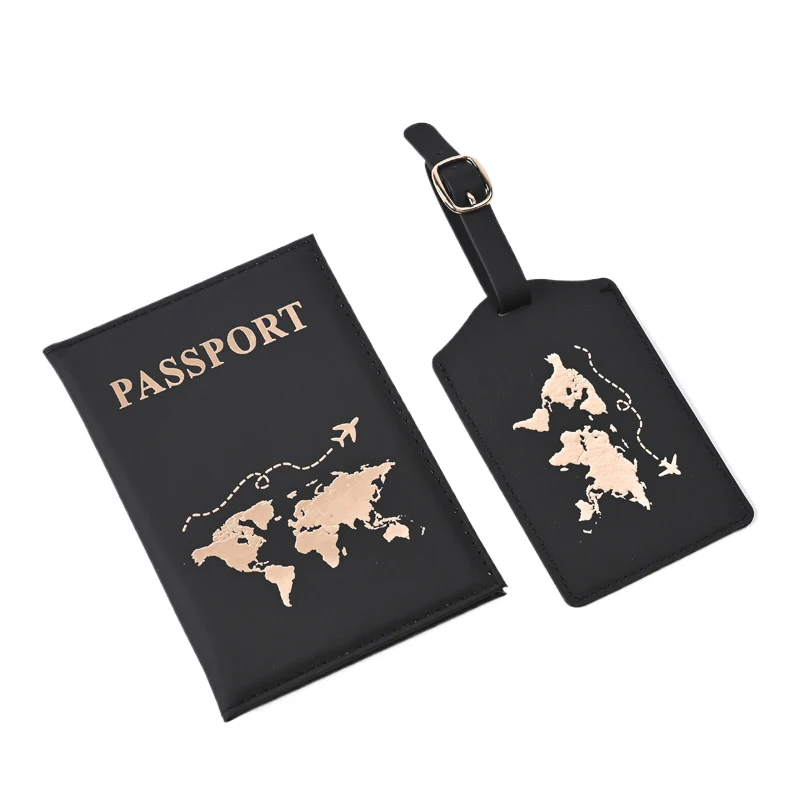 2pcs/Set Adventure Passport Cover Case And Luggage Tag Set, Travel Passport Holder Wallet