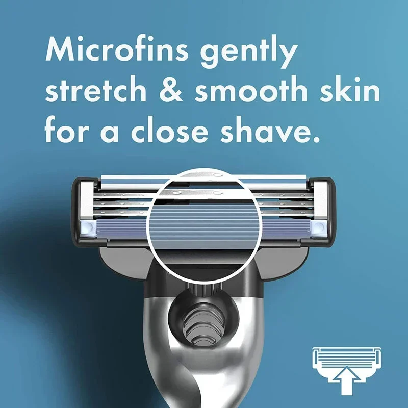 남성용 질레트 Mach3 면도기 리필 루브라스트립이 포함된 면도날 리필 3 레이어 블레이드 고속 커팅 페이스 비어드 카트리지