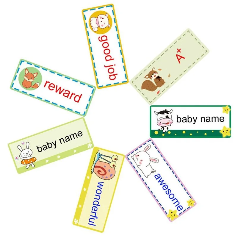 300 Pcs Cute Cartoon Name Stickers Adhesive Label Classification Mark Blank Tags School Teacher Reward Child Stationery Sticker