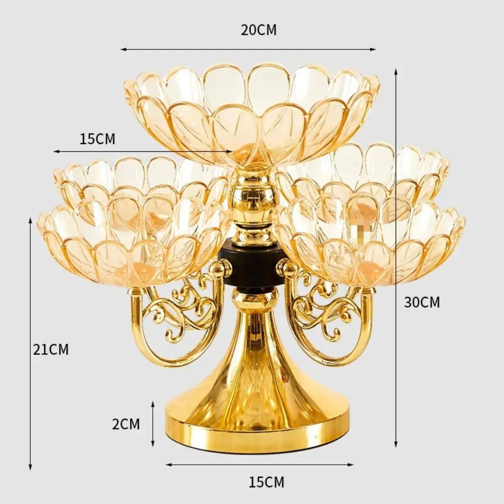 New PET Fruit Bowl Rotating Light Luxury Fruit Plate Stand with 5 Bowl Multi Layered Snack Dessert Plate Living Room