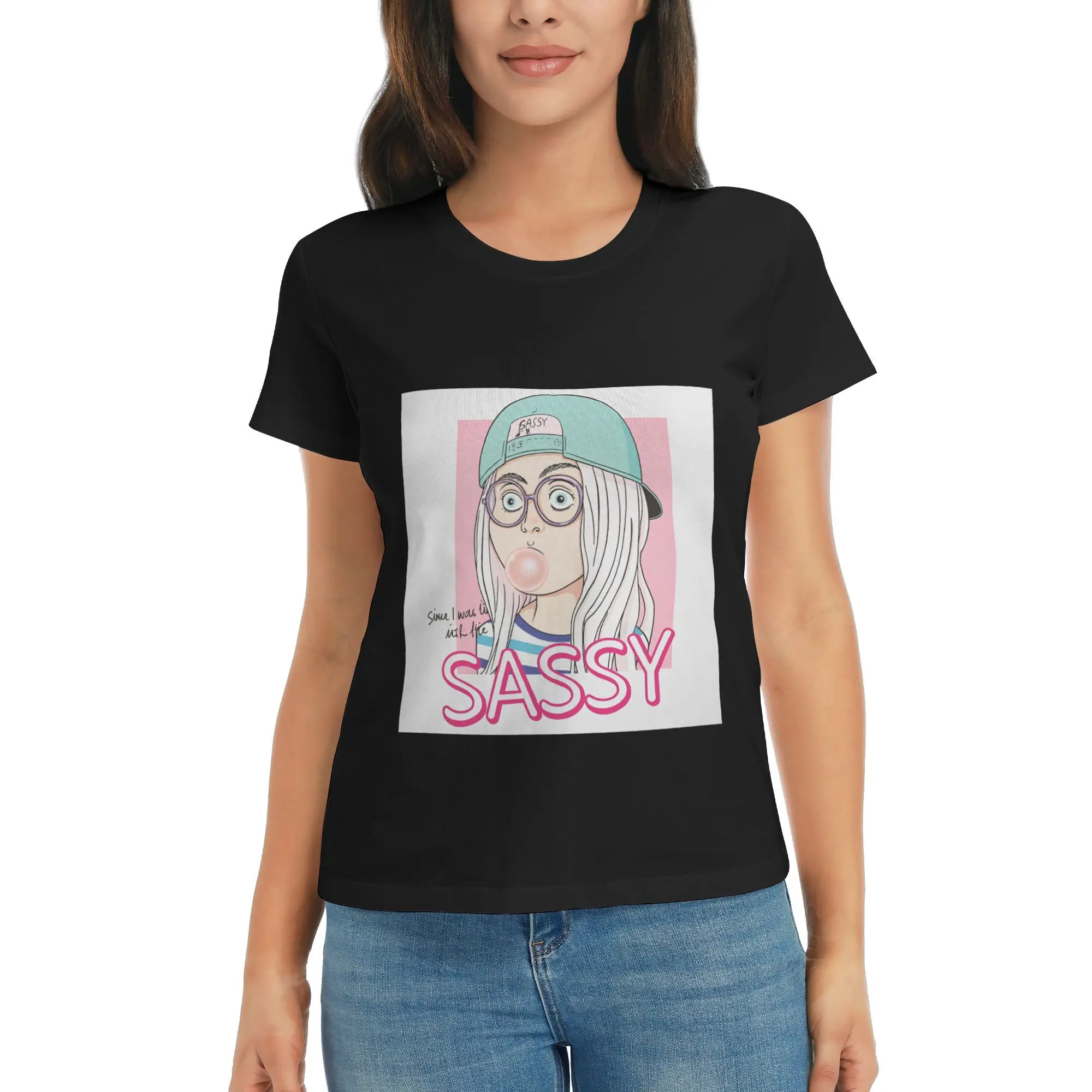 Bubble Blowing Graphic Tee Damen Kurzarm-T-Shirt 200g