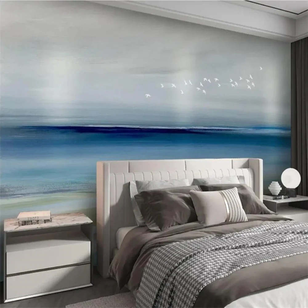 

Индивидуальные 3D-стереоскопические фрески с видом на пляж, обои для телевизора, настенные панно для гостиной и спальни, водонепроницаемые наклейки на стену.