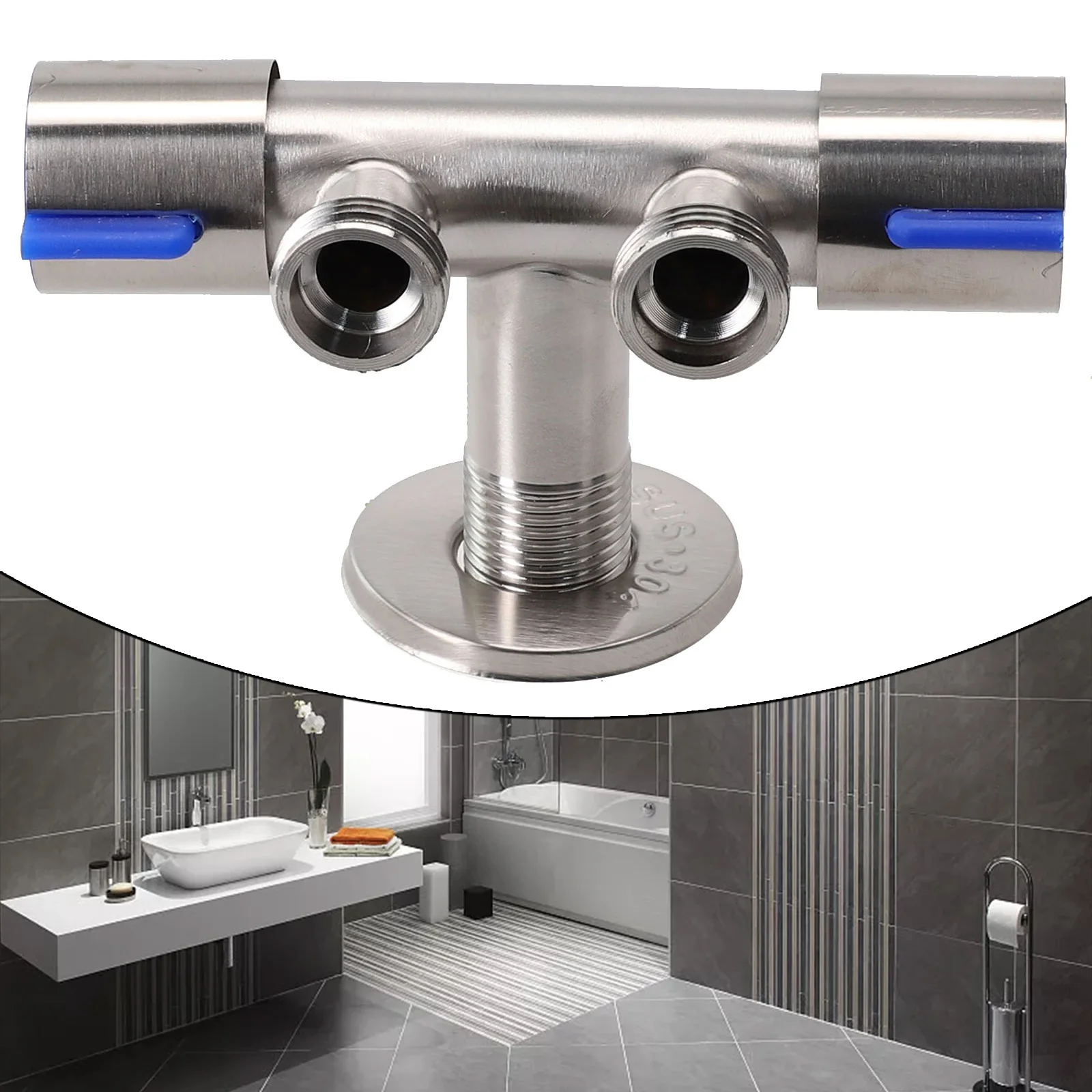 

11.8x7x4.1Cm Faucet Double Handle Stainless Steel Cold Water Faucets Bathroom Washing Machine Faucet Connection Accessories