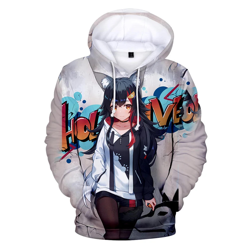 Y2K Personality HOLOLIVE VTuber Ōokami Mio 3D Fall Winer Suit Hoodies Sportswear Hooded Youthful Kawaii Women/Men The Hooded