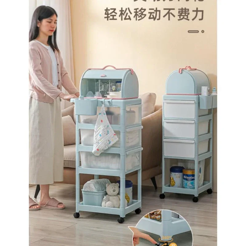 Baby Supplies Rack Trolley Baby Storage Bedroom Bedside Mobile Multi-layer Snack Cart Storage Rack