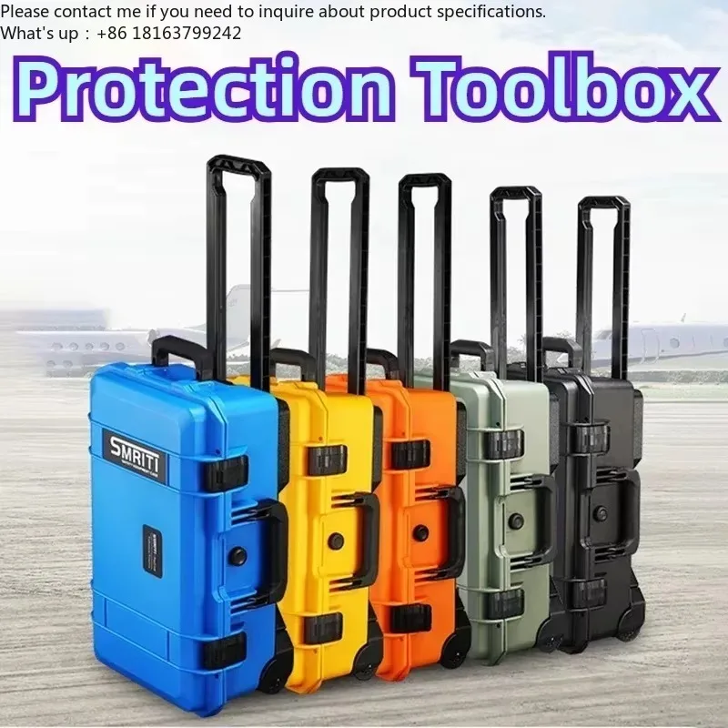 Wheeled Waterproof Hard Tool Box, Electrician Parts Storage Organizer, Protective Carrying Case for Precision Instruments view 2
