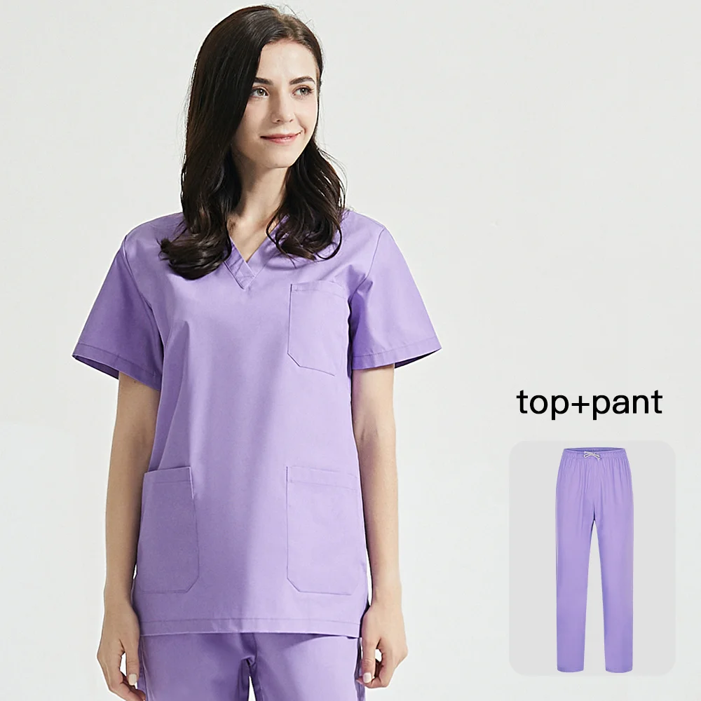 Conjunto de uniforme de enfermera con cuello en V Unisex, uniforme de tienda de mascotas, uniformes de Spa, ropa médica, trajes de ropa de trabajo, alta calidad