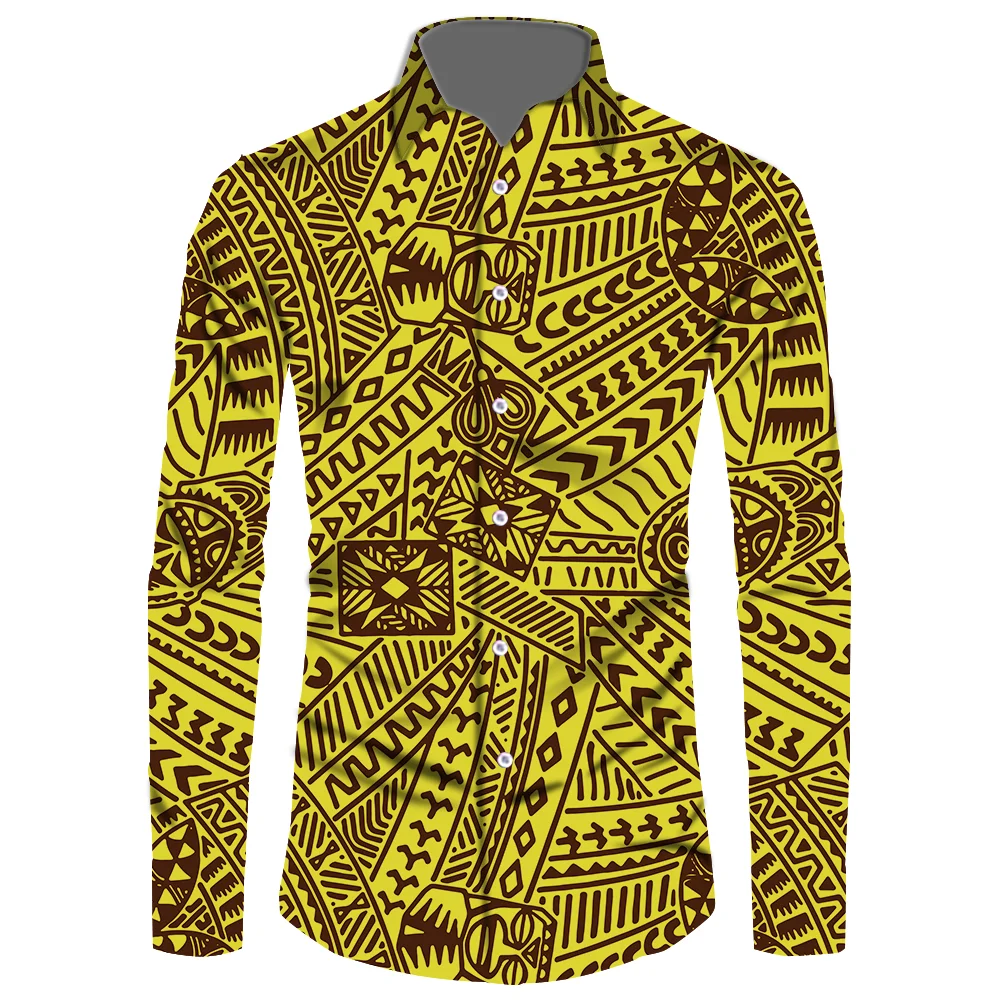 

2025 Samoan Brand Design Island Shirts Polynesian Gradient Color Free Shipping Island Shirt Summer Spring Button 6XL Men Shirt