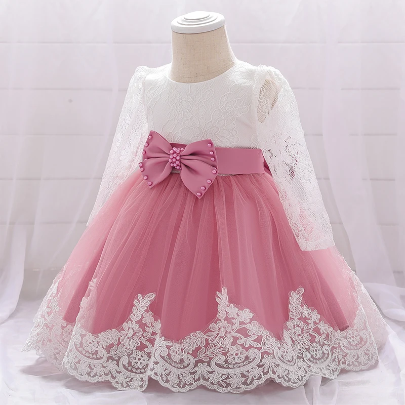 Summer Clothes Baby Girl Dress Long Sleeve 2 1st Birthday Dress For Girl Frock Party Princess Baptism Dress Infant Flower