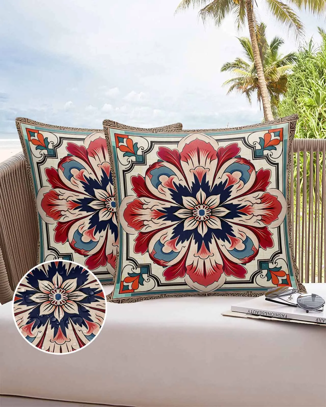 Flower Abstract Line Box 2/4PCS Outdoor Pillowcase Waterproof Sofa Pillow Cover Case Garden Patio Cushion Covers Home Decor