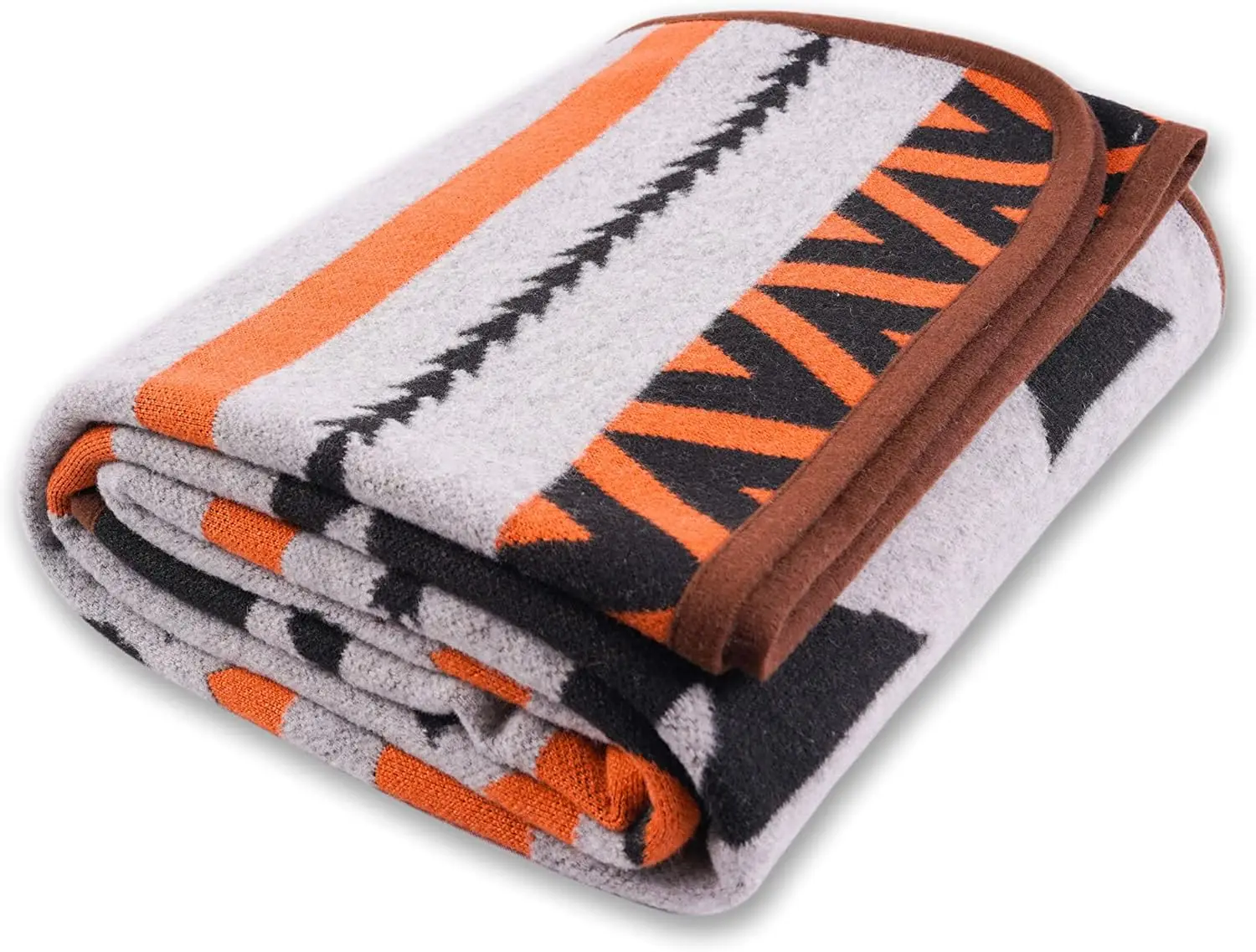 

Merino Wool Blanket - Warm, Thick, Washable, 87x63 Large Throw for Outdoors, Camping, Couch, Bed - Soft Striped Grey