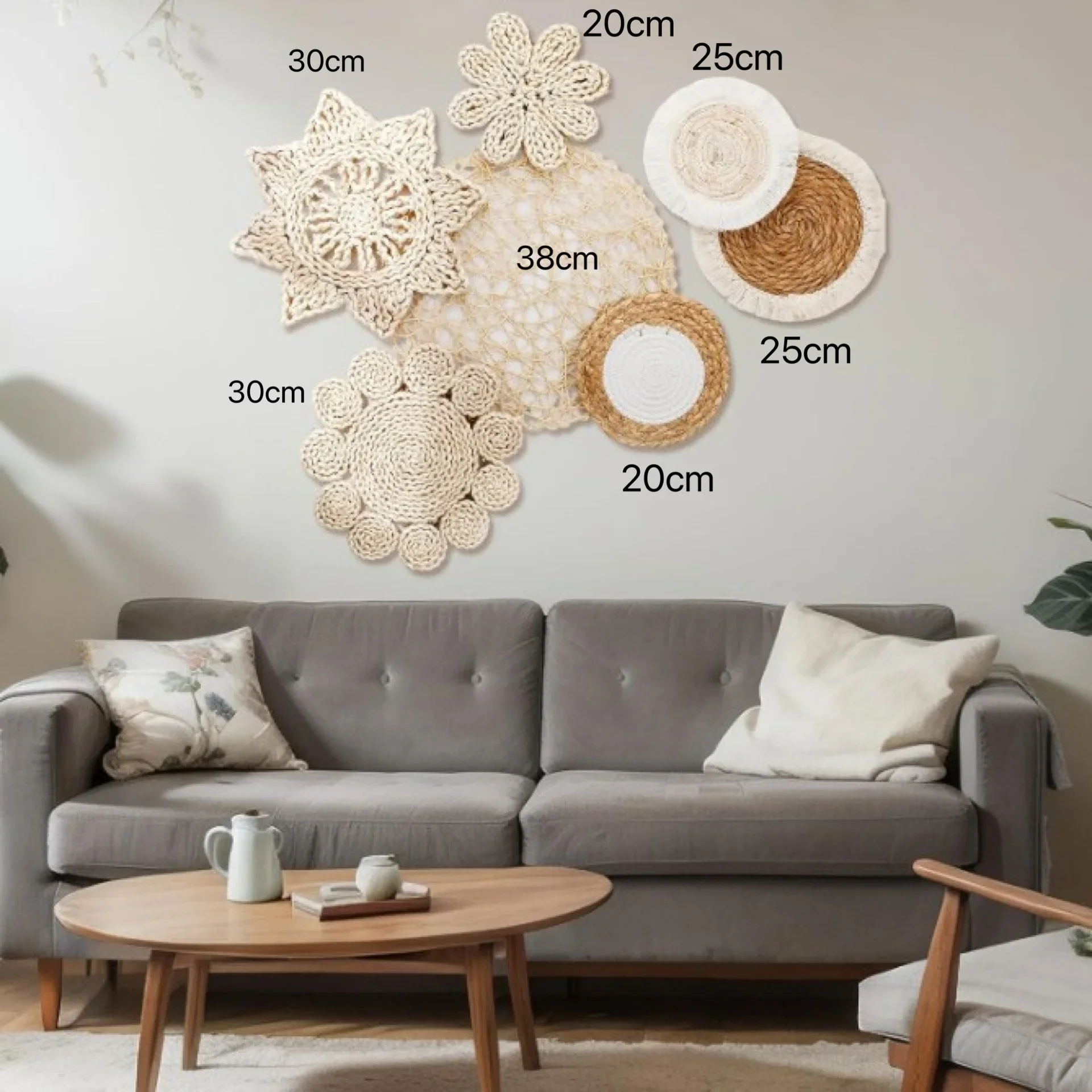 Partition Macrame Wall Decor Set - Nordic Handwoven Boho Hanging Kit With Wood Beads, 3D Wall Art For Living Room Wallpapers