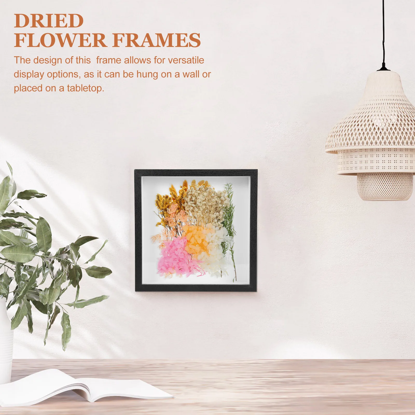 

Dried Flower Frame Hollow Design Wall Mountable Tabletop Display Stand For Specimens Acrylic Home Decor Shadow Box Frame