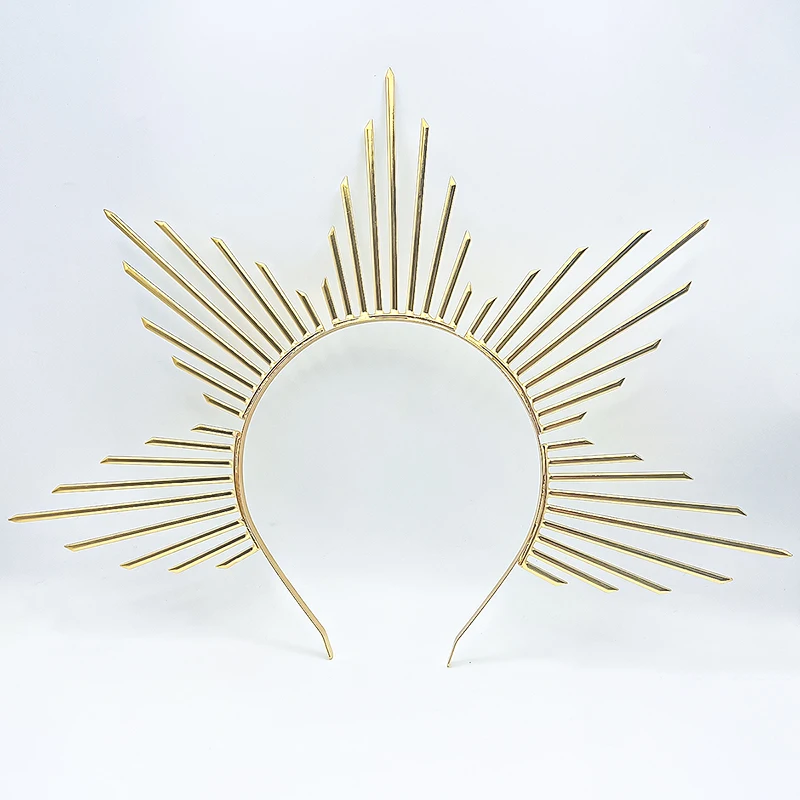 New Alloy Headband Halloween Party Virgin Sun Goddess Halo Crown Cosplay Headband Exaggerated Witch Hair Accessories