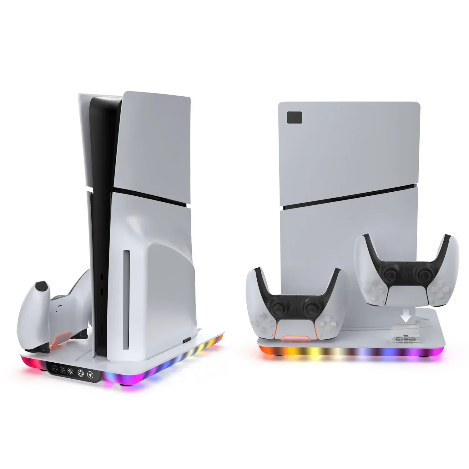 TP5-35103 for PS5slim Multi functional cooling charging base for PS5 game controller charging stand bracket Storage RGB light