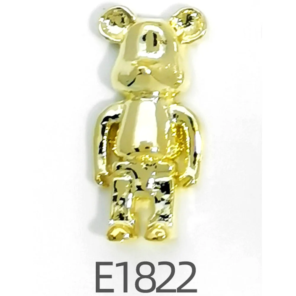 10 pz/lotto ciondoli per Nail Art in lega 3D metallo orso violento coniglio cuore liquido fiocco nodo decorazione per unghie di lusso forniture oro/argento