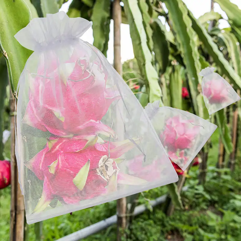 

50/100Pcs/Pack White Fruit Protection Bags Organza Reusable Drawstring Pocket Garden Fruit Mesh Bag