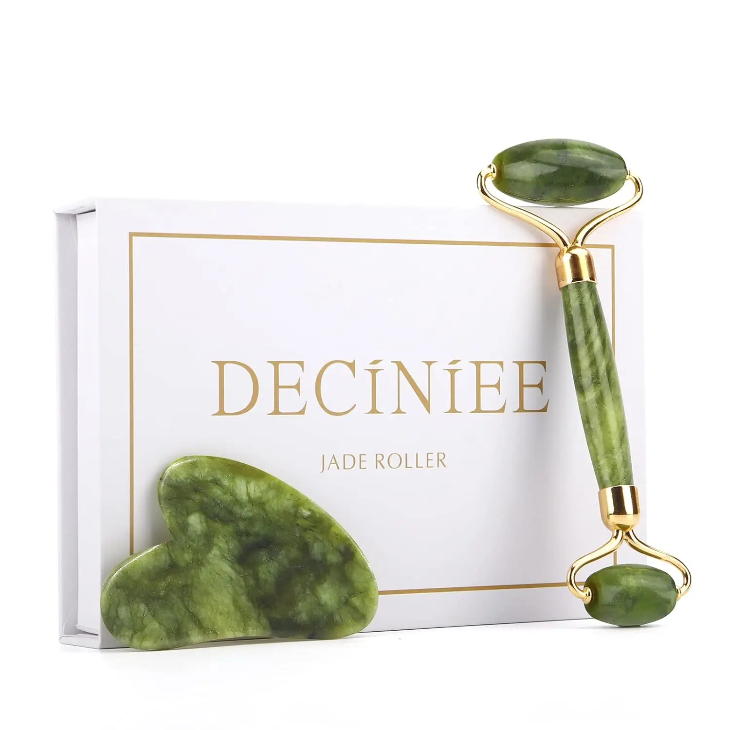 

Jade Roller and Gua Sha Set - Facial Massager for Skin Care, Wrinkle Relief, and Muscle Relaxation