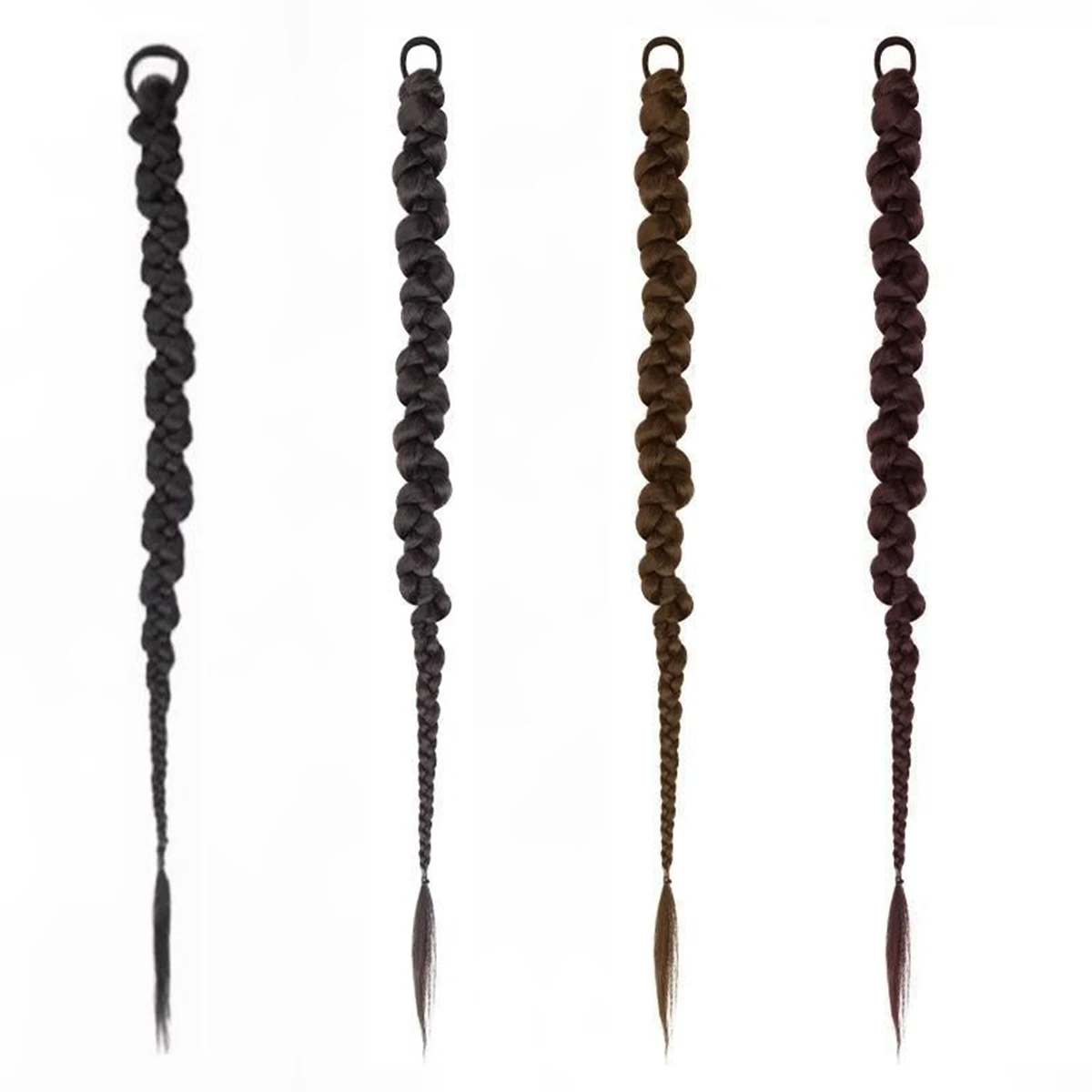 Peruca de rabo de cavalo trançado torcido sintético, faixa de borracha elástica alta, resistente ao calor, rabo de cavalo falso, roupa diária para festa