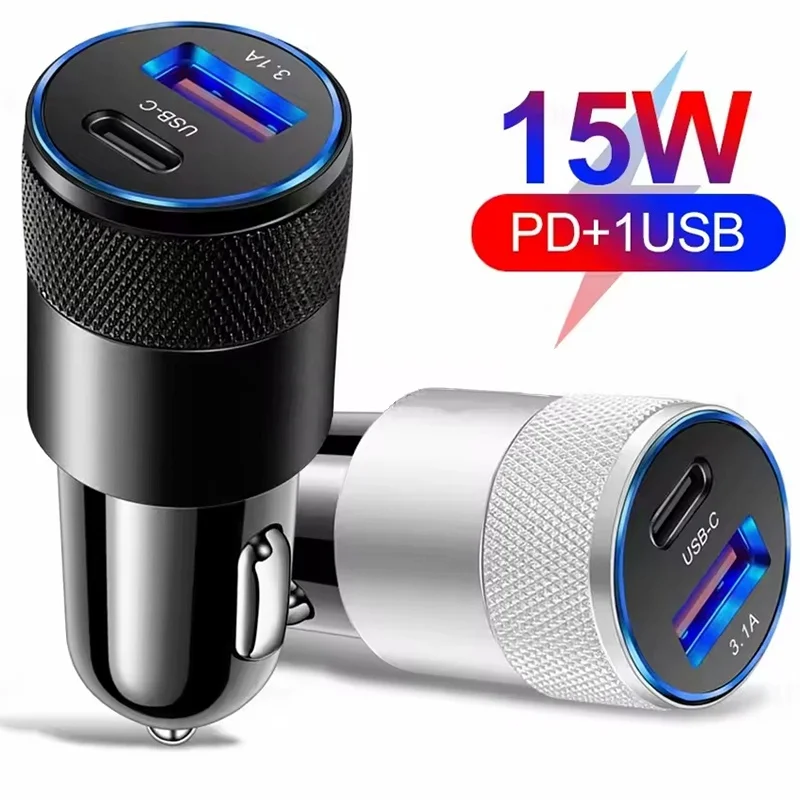 3.1A Mini Type C Car Charger PD Fast Charge Phone Power Adapter For iPhone Realme Xiaomi Huawei USB Car Cigarette Lighter Socket