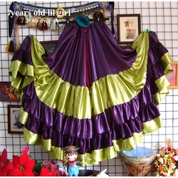 Belly Dancing Tribal Ruffle Flamenco Satin 25 Yard 4 Tiered 20Yard 4 Tiered 720 DegreeS Skirt Gypsy Skir 9EX01
