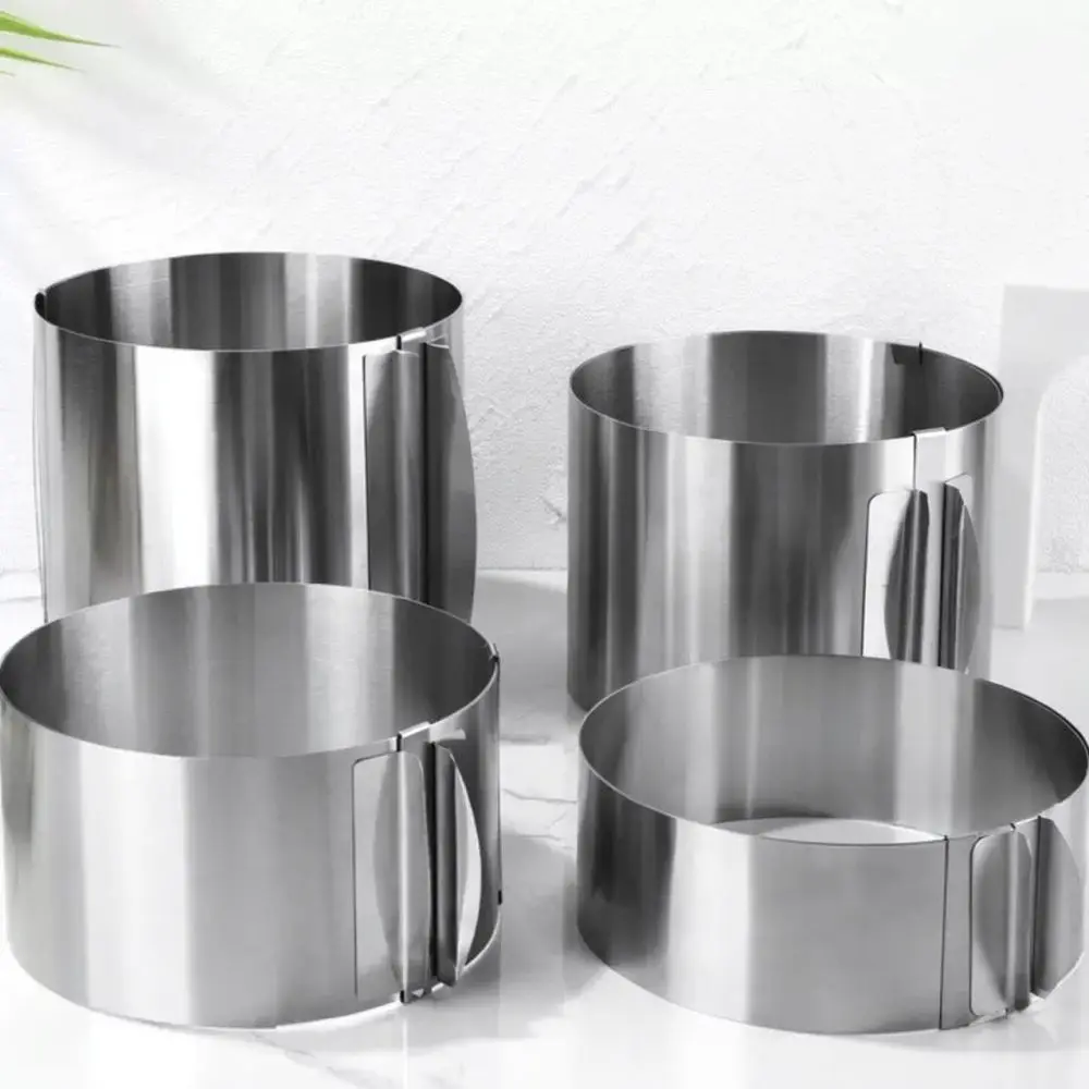 Professional Stainless Steel Mousse Ring Adjustable Baking Mold Expandable Round Cake Cutter For Kitchen Pastry Making