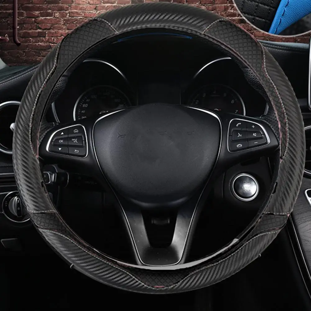 

Steering Wheel Cover Durable Sweat-proof Easy to Install Anti-slip Auto Steering Wheel Protector Automobile Accessories