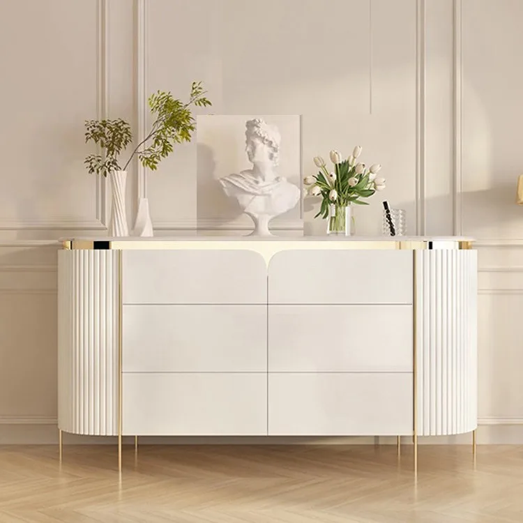 Six-bucket cabinet, home entrance cabinet, living room storage decorative cabinet, Italian high-end rock slab dining side
