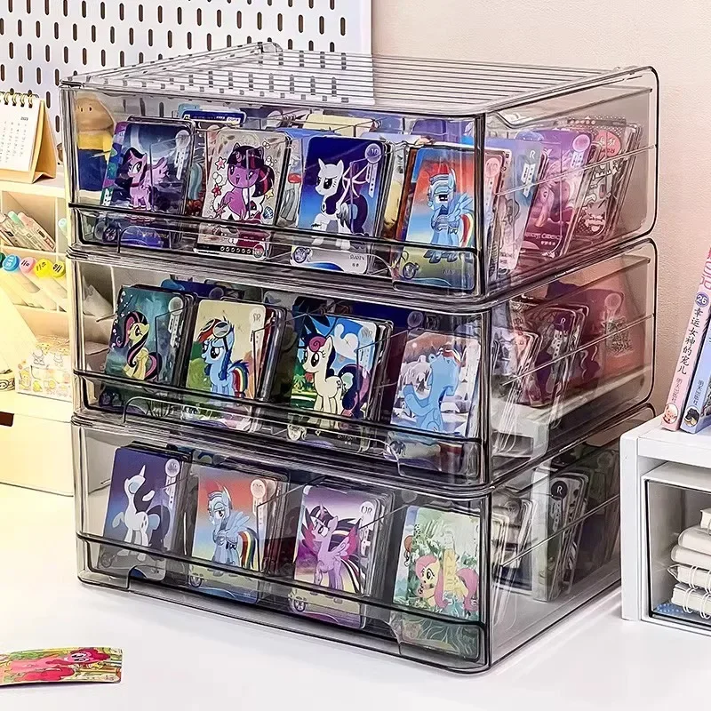 Transparent Plastic Card Storage Box with Lid Multifunctional Tool Watch Makeup Jewelry Storage Box Desktop Organizer Gift