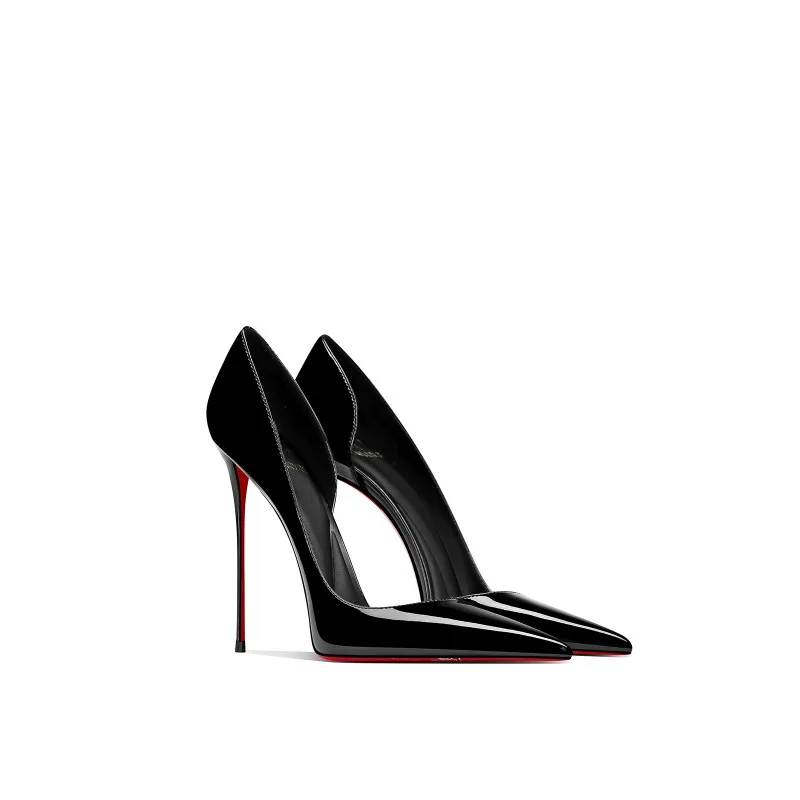 Small niche design, versatile temperament, black side empty pointed thin heel high heels for women, spring 2026 new item