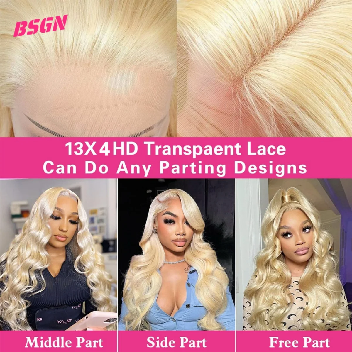 13x4 HD Transparent 613 Blonde Lace Frontal Human Hair Wigs 613 Color Wig Brazilian straight body wave Lace Front Human Hair Wig