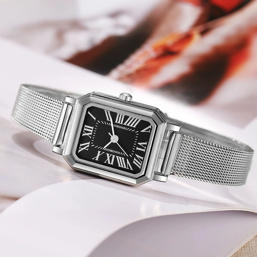 موضة جديدة الساعات الفاخرة للمرأة مستطيل ساعة كوارتز عادية السيدات الطلاب الفولاذ المقاوم للصدأ ساعة للهدايا Reloj Mujer #3