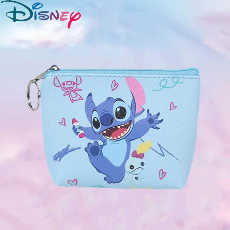 Monedero de dibujos animados de Disney Stitch para niñas, funda de Pu para llaves, bolsa de almacenamiento de monedas, billetera para niños, Mini embrague, regalos de navidad