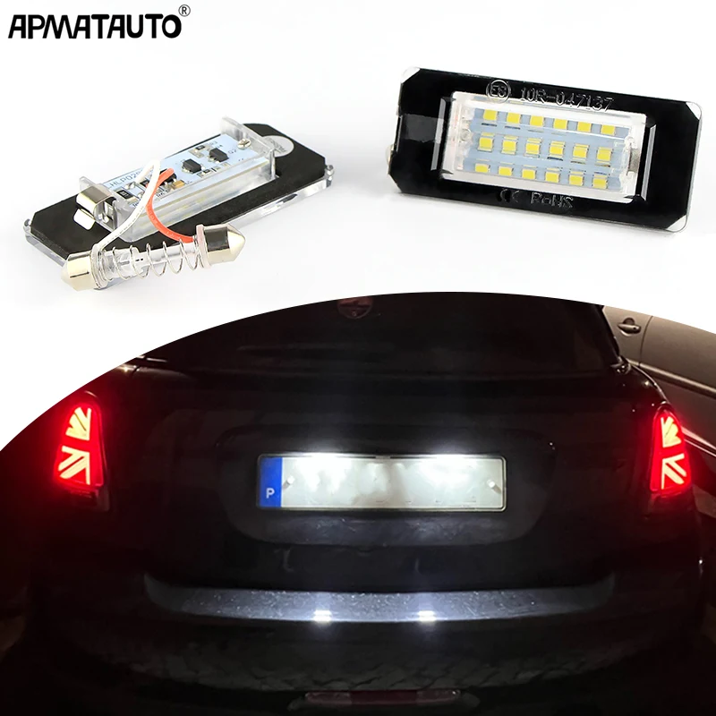 

2Pcs LED Lights License Plate Light For Mini Cooper R56 R57 R58 R59 CANbus Resistor Error Free Waterproof White Car Accessories