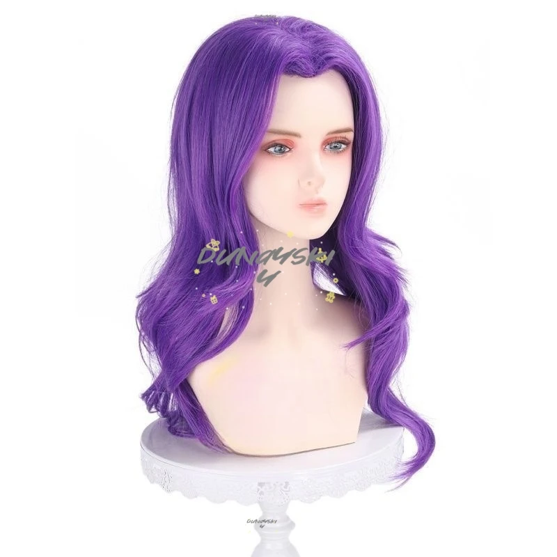 Pelucas de cosplay Rumi para niños, 60 cm, espectáculo de Halloween para mujeres, cazadores de demonios, Cosplay, pelo sintético resistente al calor, color morado mezclado, fiesta 상