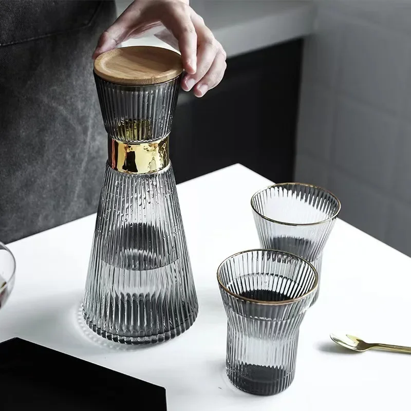 High Beauty Glass Cold Water Pot Set Large Capacity Household Cold Water Pot Fruit Tea Beverage Bucket