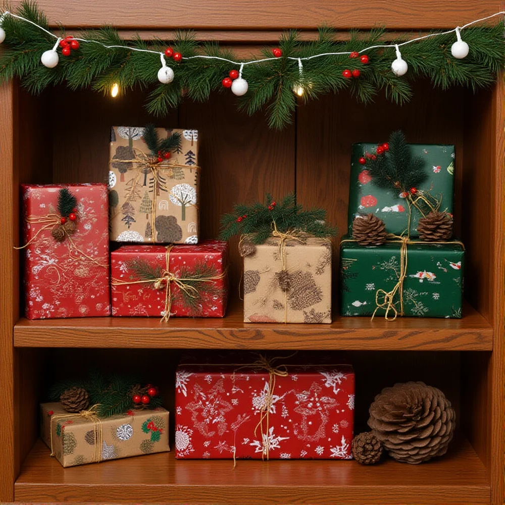 50x70cm Christmas Tissue Paper Gift Wrapping Santa Claus Xmas Tree Elk Pattern Flower Bouquet Packaging Xmas Party Decor Paper