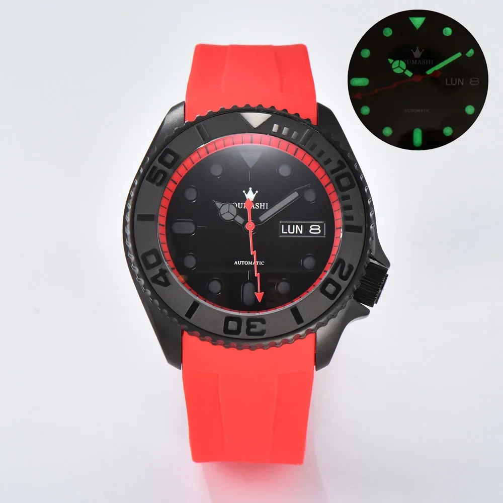 ساعات يد أوتوماتيكية 40.5 ملم skx 007 للرجال مع حزام مطاطي حركة أوتوماتيكية يابانية NH35/NH36/NH70 يمكن تخصيص الشعار