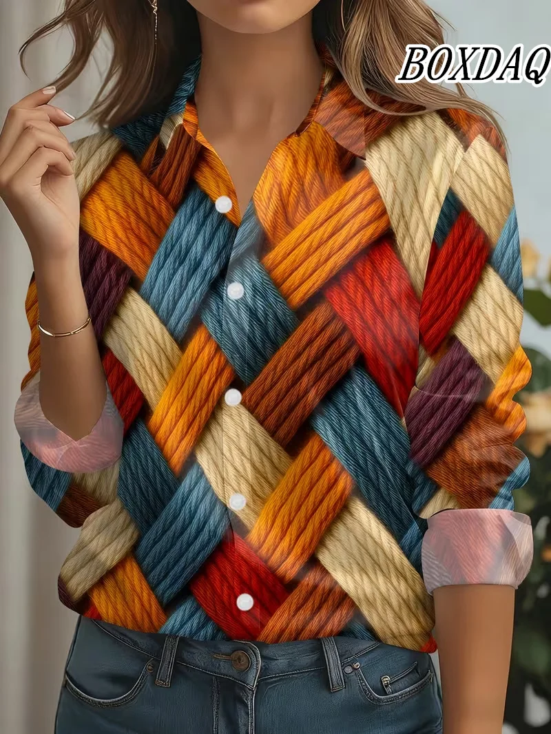 Spring Autumn Women Blouses Fashion Peacock Feather Pattern Printing Shirt Elegant Casual Everyday Blouse Ladies Office Shirts
